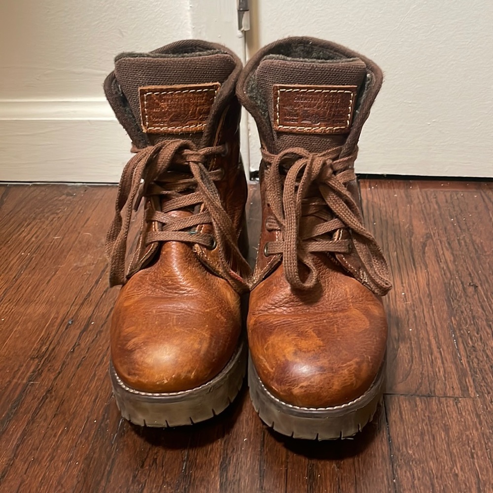 Brown Leather Boots with a Chucky Heel with Grip!